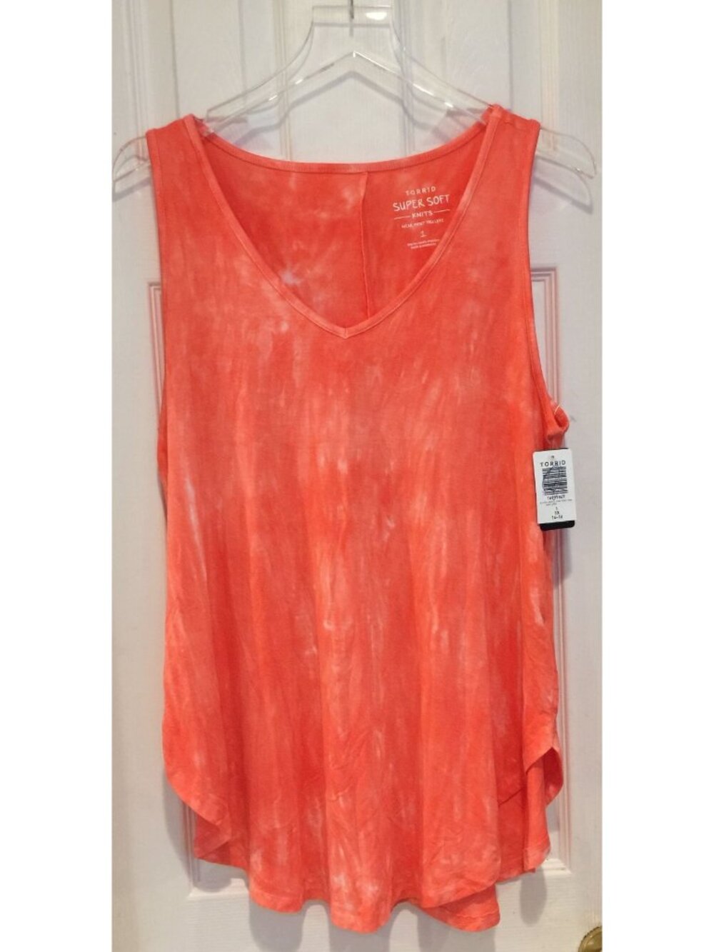 TORRID Super Soft Knits Size 1 Orange Tie Dyed V Neck Tank Top